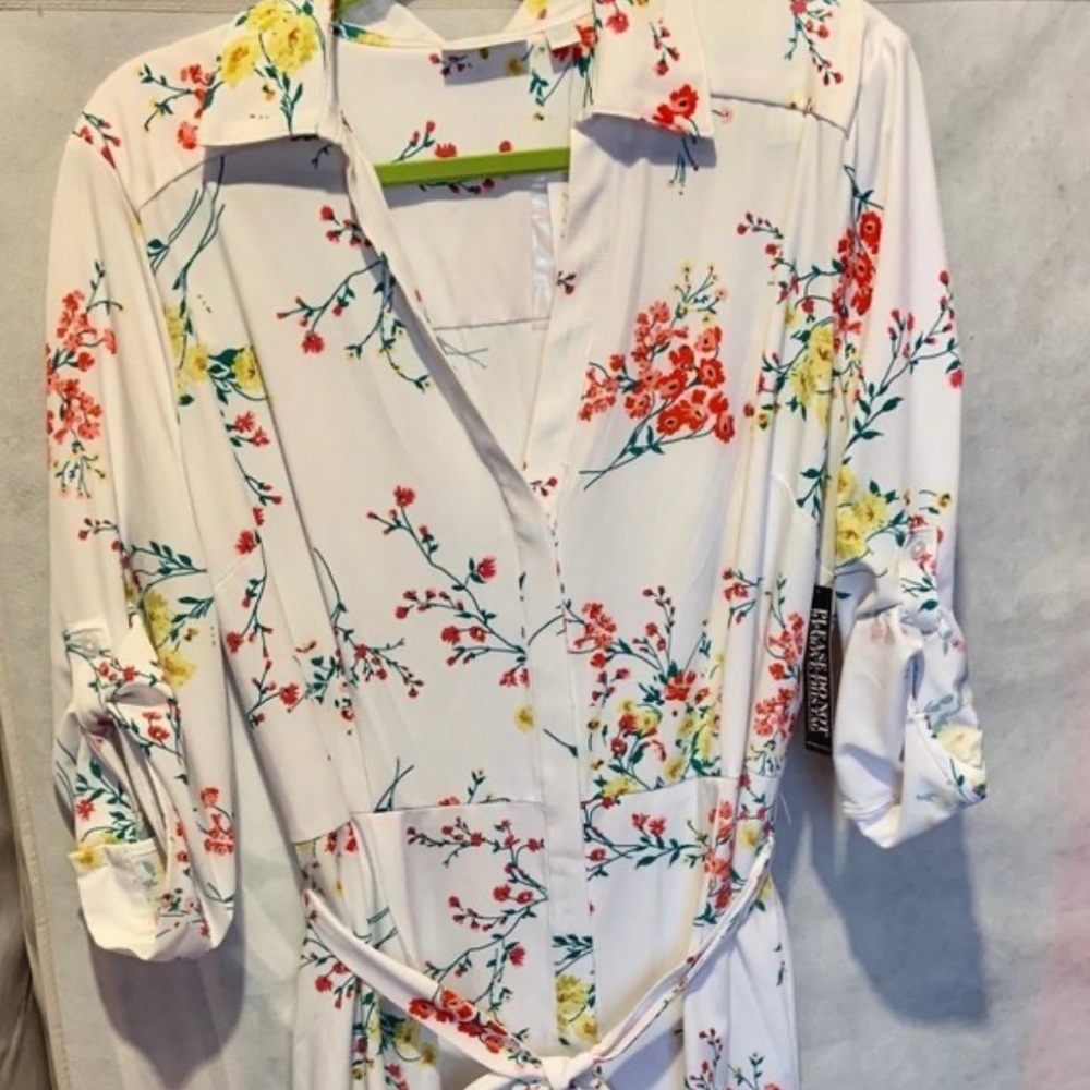 New York & Company White Floral Dress